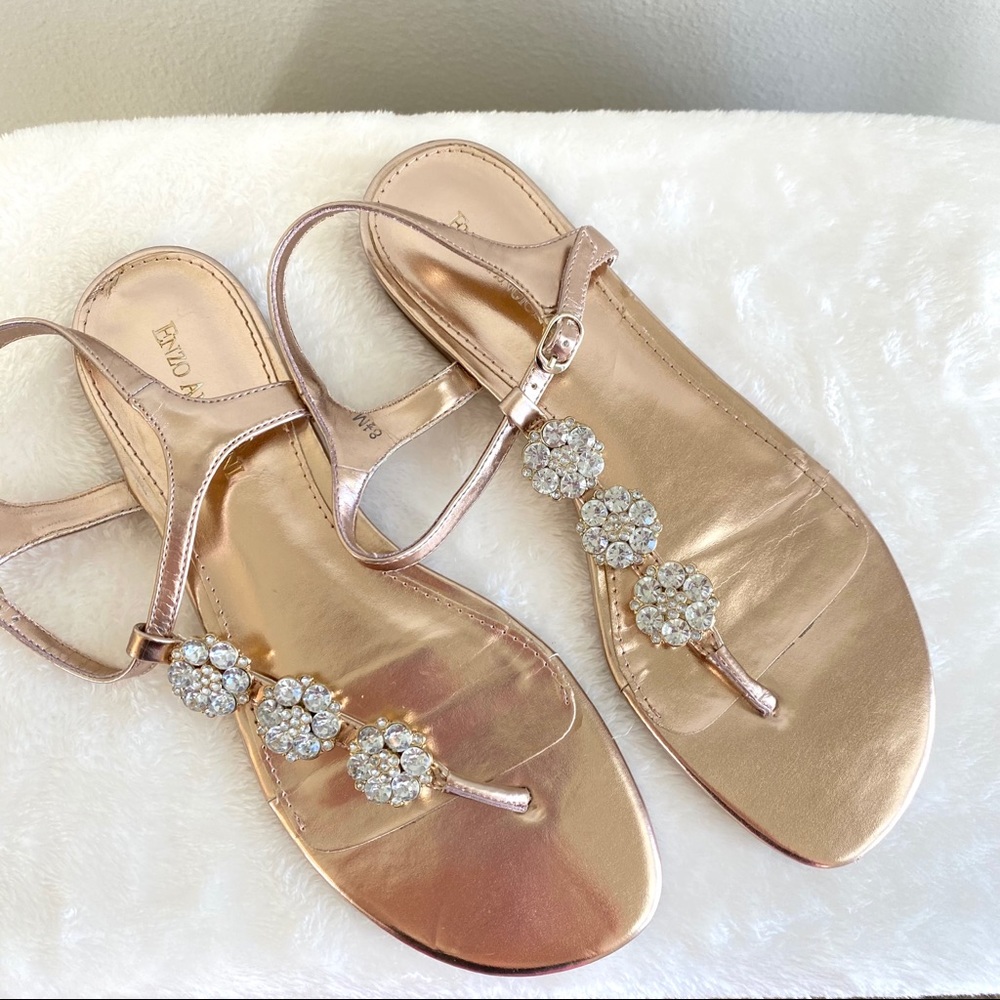 Enzo Angiolini Gold Sandals T Strap Size 8.5